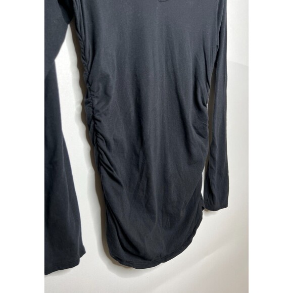 Standard James Perse Top Womens 3 Large Black Long Sleeve Ruched Side Tee Shirt - Picture 6 of 14